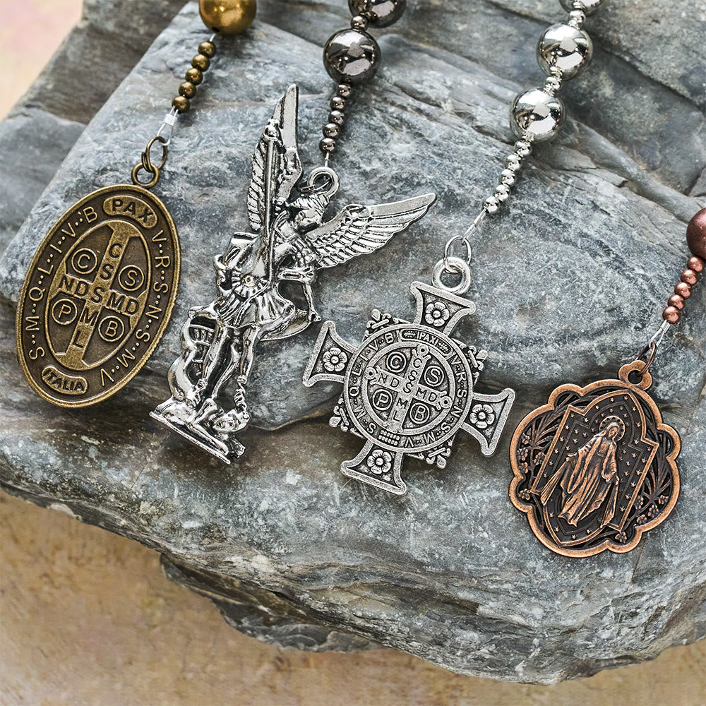 The Four Protect Battle Beads Pocket Rosary Series in 4 Warrior Finishes