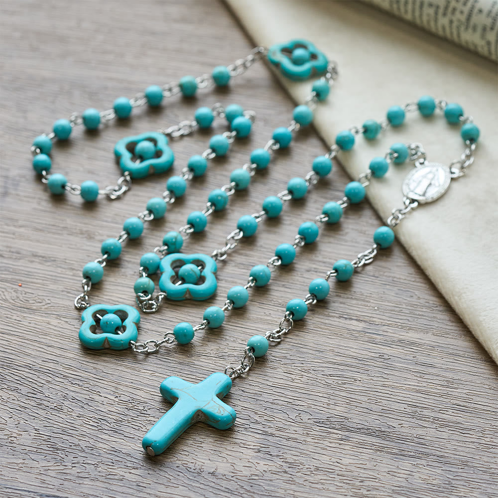 Turquoise Cross Blessing Rosary