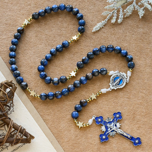 Starry Deep Blue Rosary with Star Spacers & Our Lady Devotion