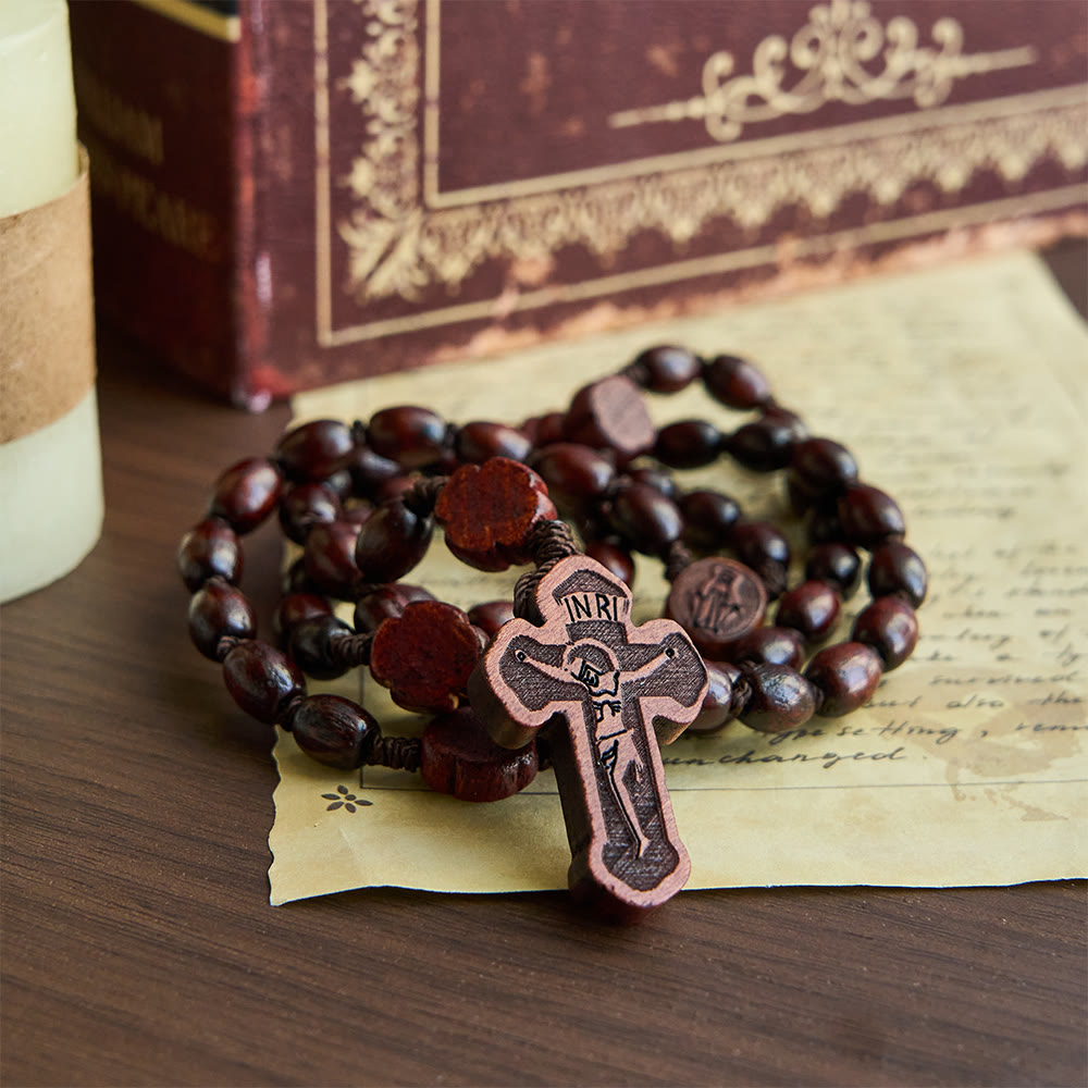 Handcrafted Christian Cross Rosewood Rosary