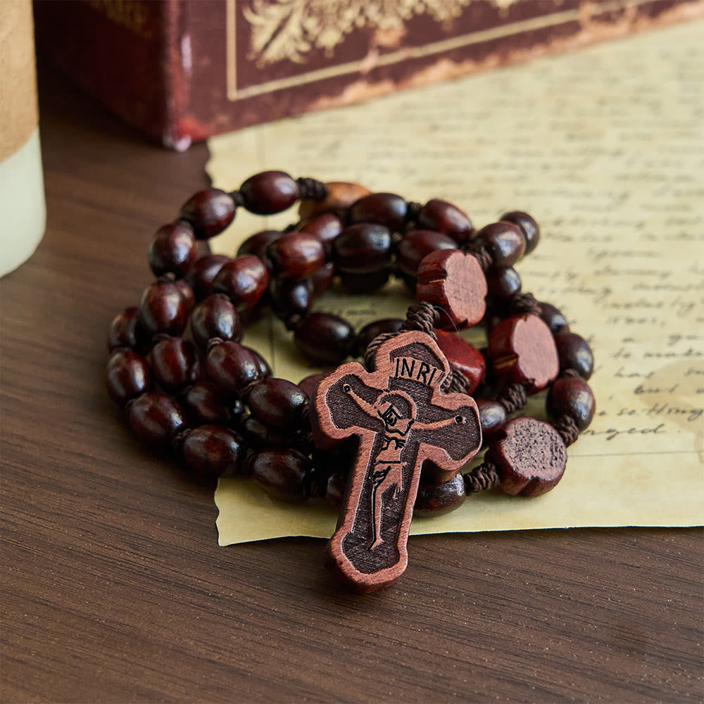 Handcrafted Christian Cross Rosewood Rosary