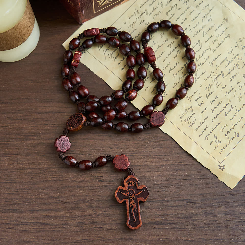 Handcrafted Christian Cross Rosewood Rosary