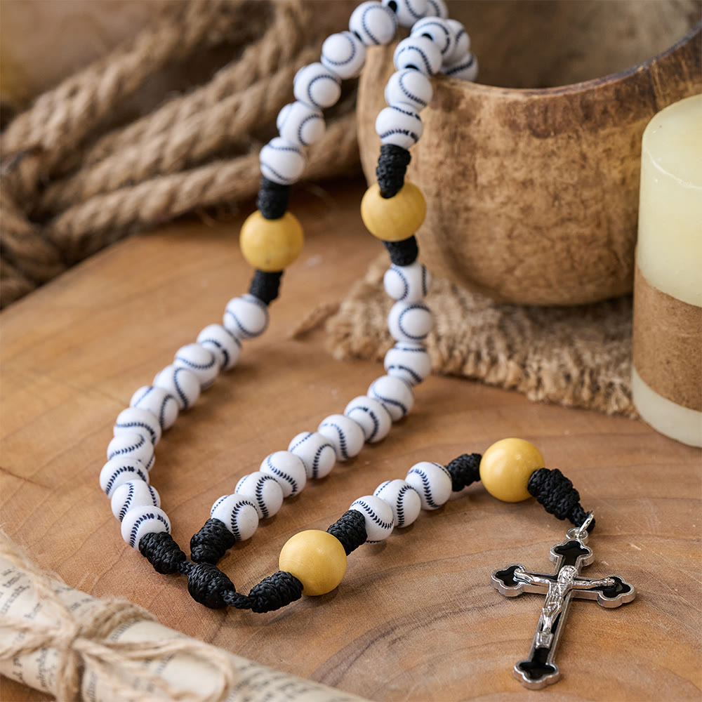 Hand-Woven Baseball Beads Sports Prayer Rosary