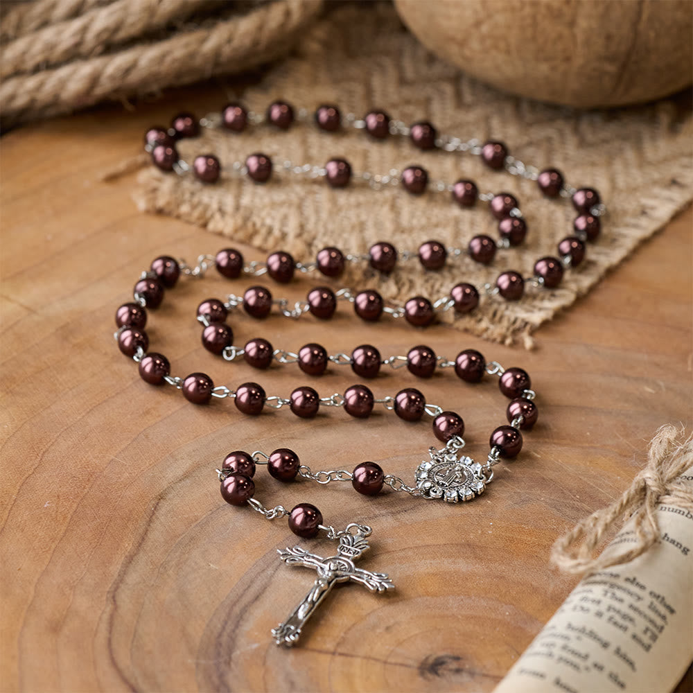 Brown Pearl Catholic Blessing Rosary