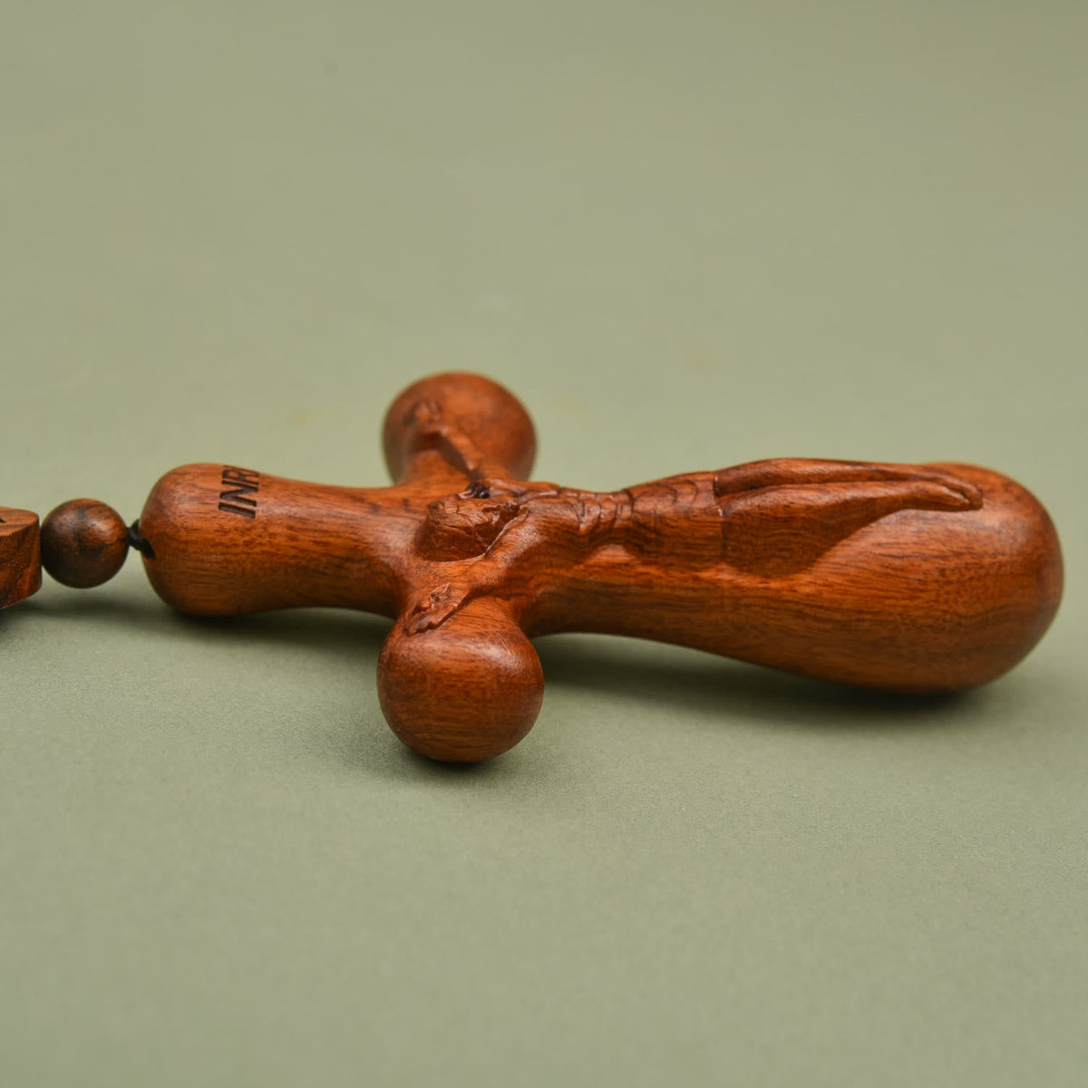 Two-Designed Crucifix Wooden Car Rosary Pendant: A Symbol of Traveler's Protection