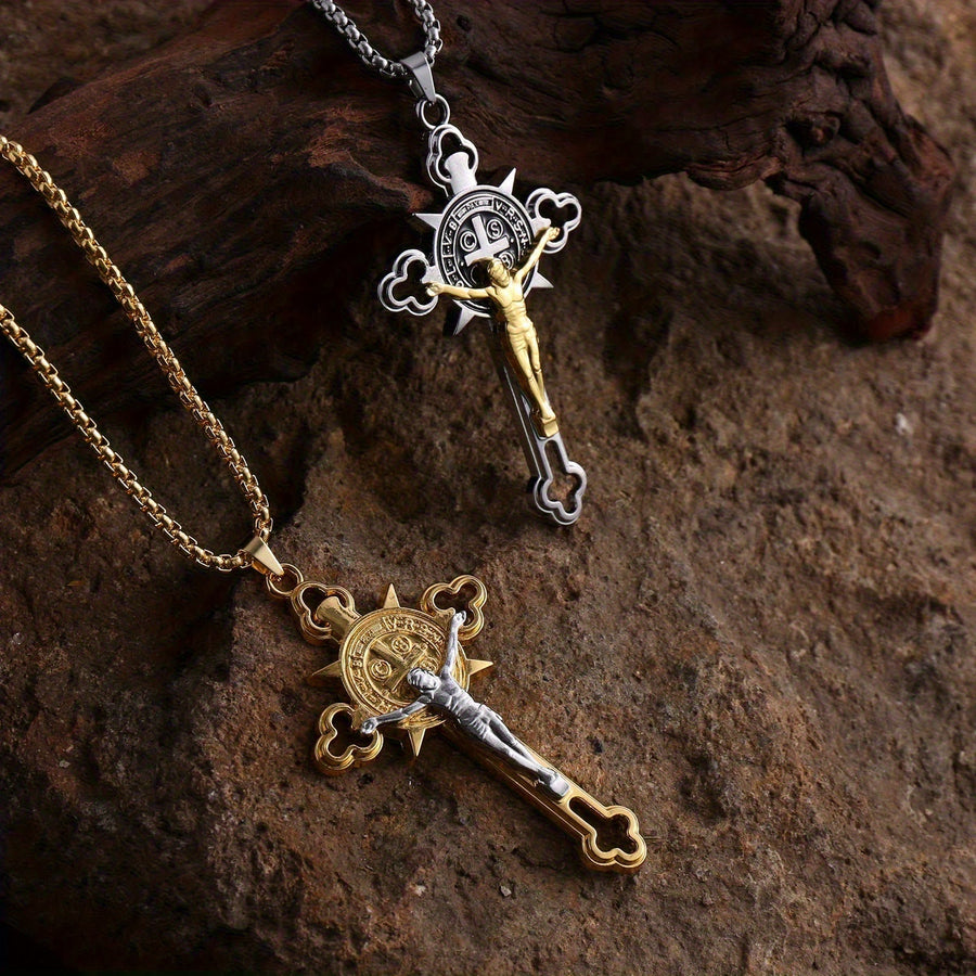 Openwork Crucifix Pendant Necklace: Symbol of Faith and Divine Protection