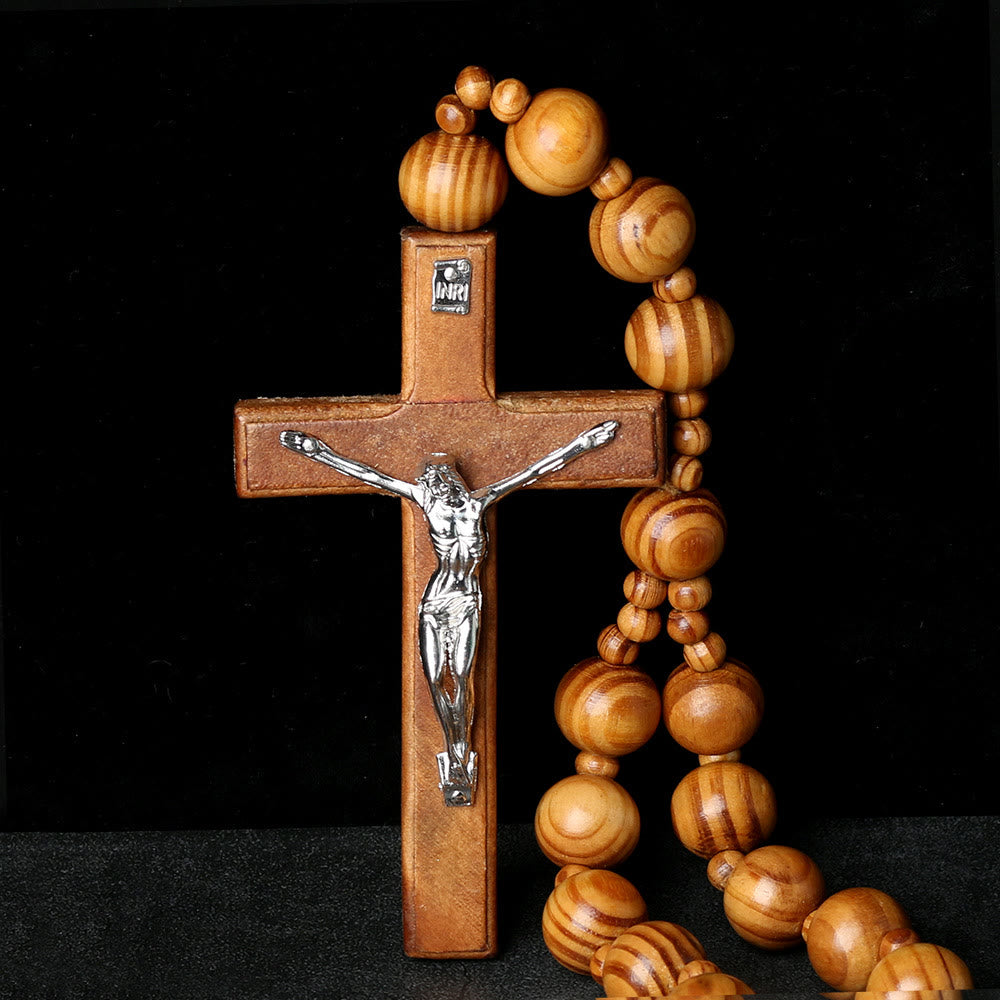 Wooden Wall Rosary with Crucifix: A Symbol of Home Prayerful Devotion