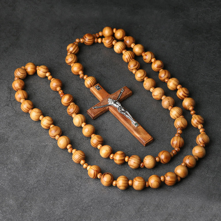 Wooden Wall Rosary with Crucifix: A Symbol of Home Prayerful Devotion