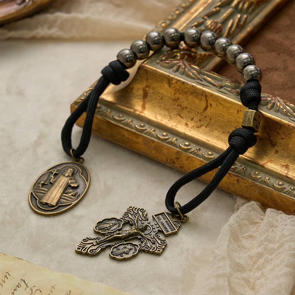 Paracord St.Benedict Pocket Rosary: Emblem of Unbreakable Faith & Protection