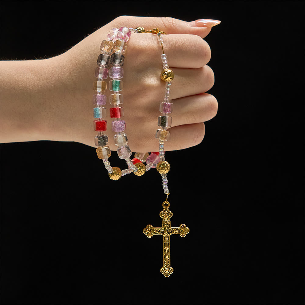 Multi-Color Resin Bead Rosary: Emblem of Divine Joy & Marian Grace