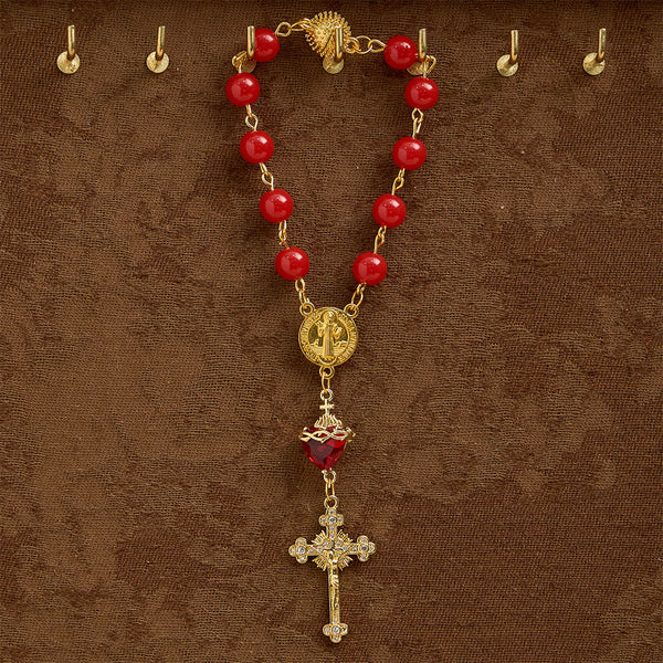 St.Benedict Sacred Heart Pocket Rosary: Emblem of Divine Fervor & Protection