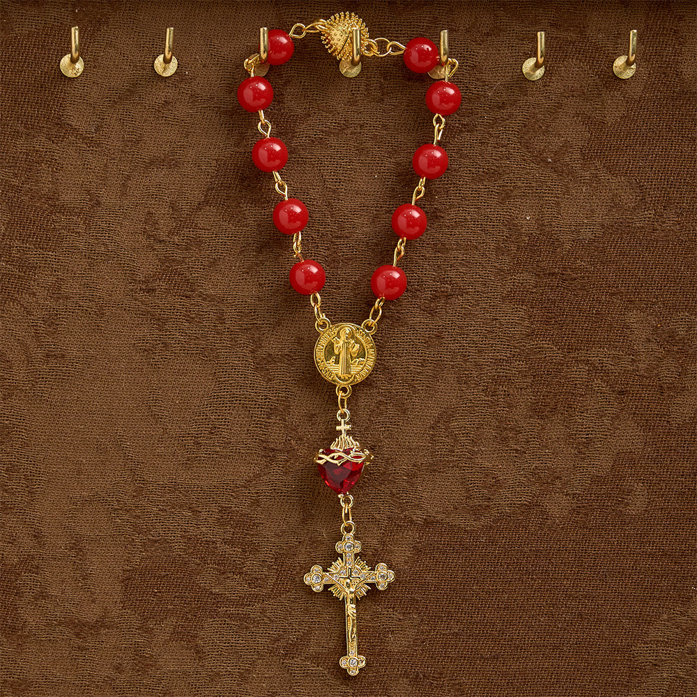 St.Benedict Sacred Heart Pocket Rosary: Emblem of Divine Fervor & Protection