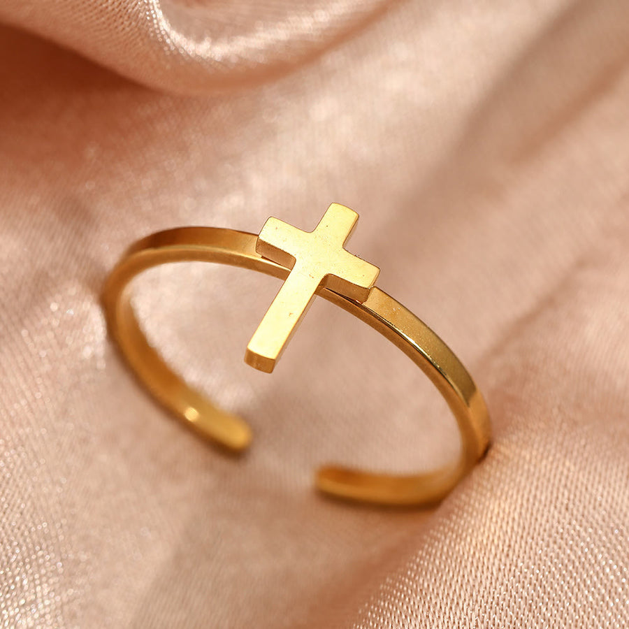 Minimalist Cross Open Ring: A Symbol Of Devout Faith & Spiritual Grace