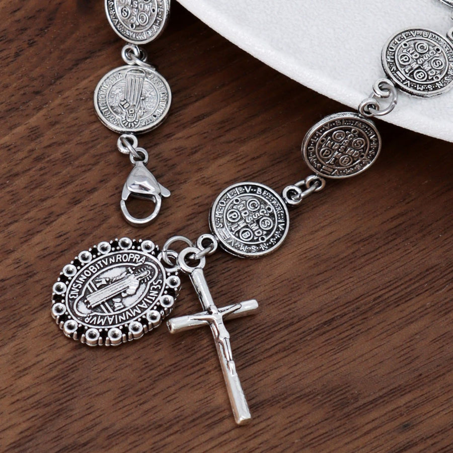 St. Benedict Medal Link Bracelet With Crucifix Pendant: Sacred Symbol Of Divine Protection