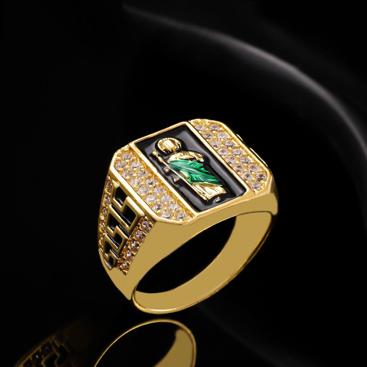 Geometric Pattern St. Jude Faith Ring: Shining Zircon Emblem Of Steadfast Devotion