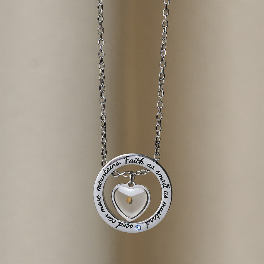 Mustard Seed Heart Circle Scripture Necklace: Faith As Small As Mustard Seed Faith Pendant Jewelry