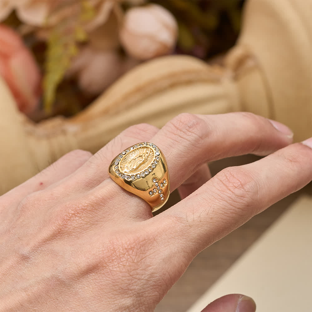 Bold Our Lady Cross Signet Ring: Anchor Your Heart in Marian Faith