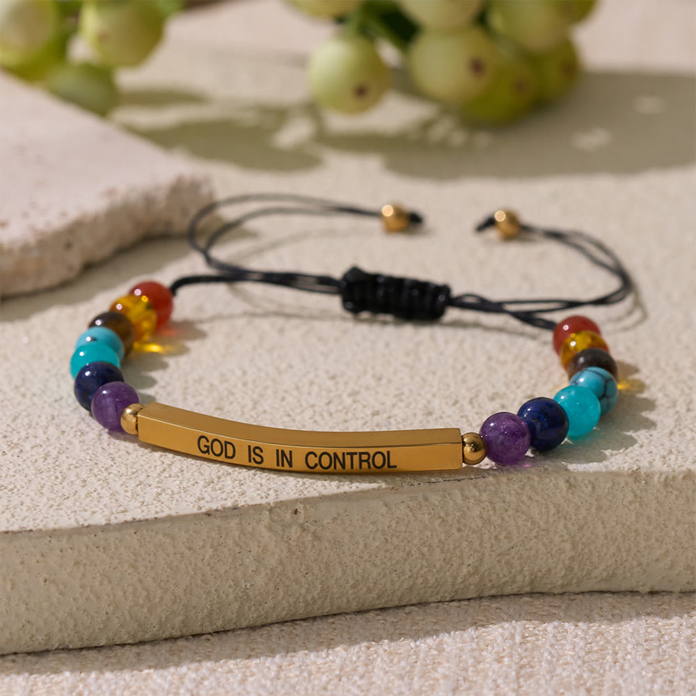 Adjustable Natural Stone Faith Bracelet With Scripture Reminder Card