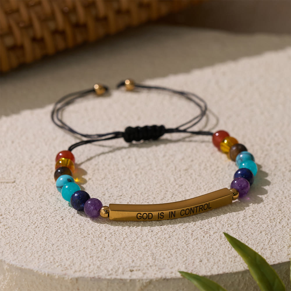 Adjustable Natural Stone Faith Bracelet With Scripture Reminder Card