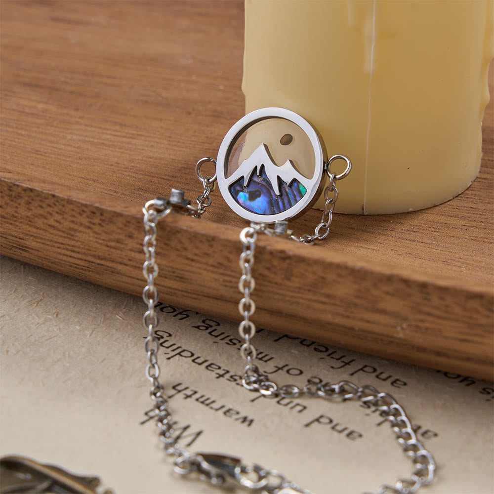Mustard Seed Mountain of Faith Bracelet: Cross Accent & Abalone Shell Charm