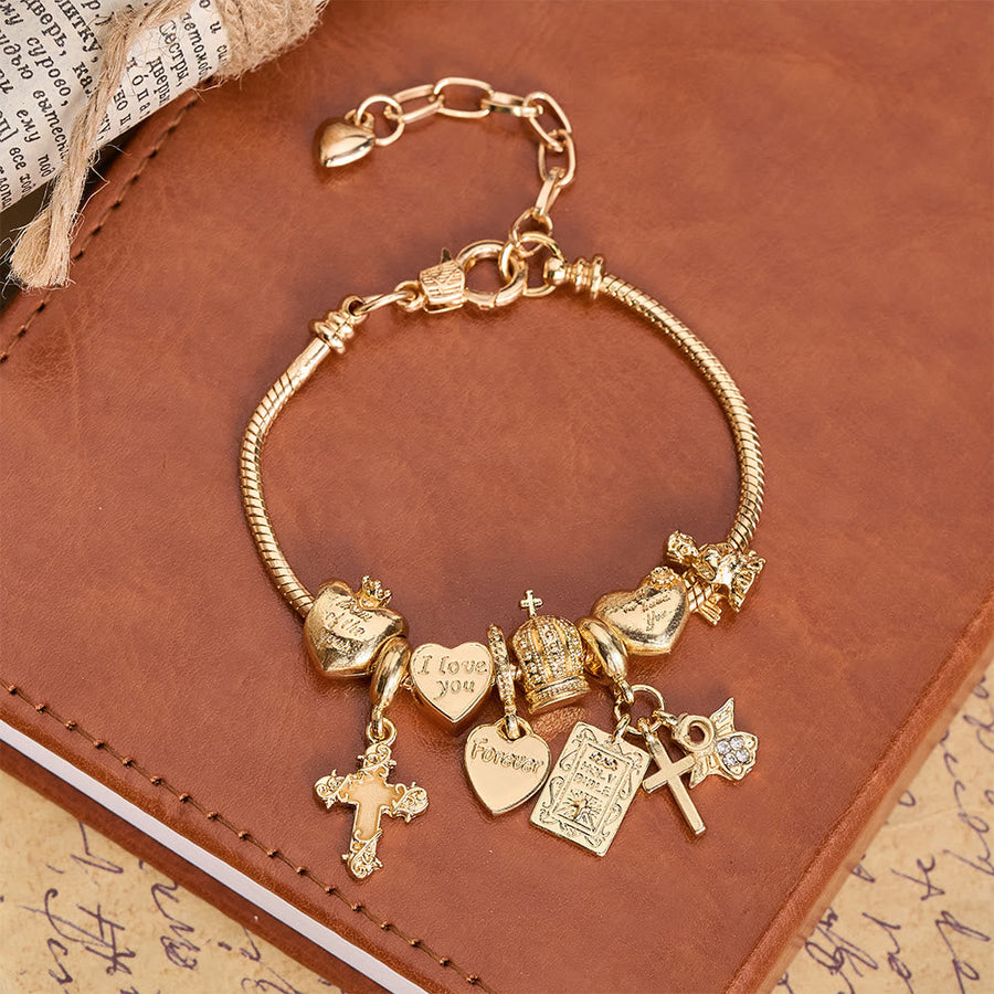 Adjustable Charm Bracelet with Biblical & Regal Details: A Reminder of Faith and Heavenly Devotion