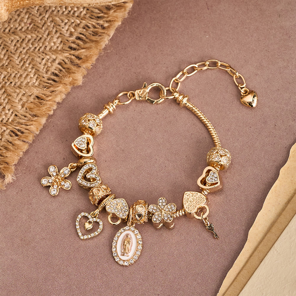 Marian & Heart Charm Bracelet: A Symbol of Divine Love and Heavenly Grace