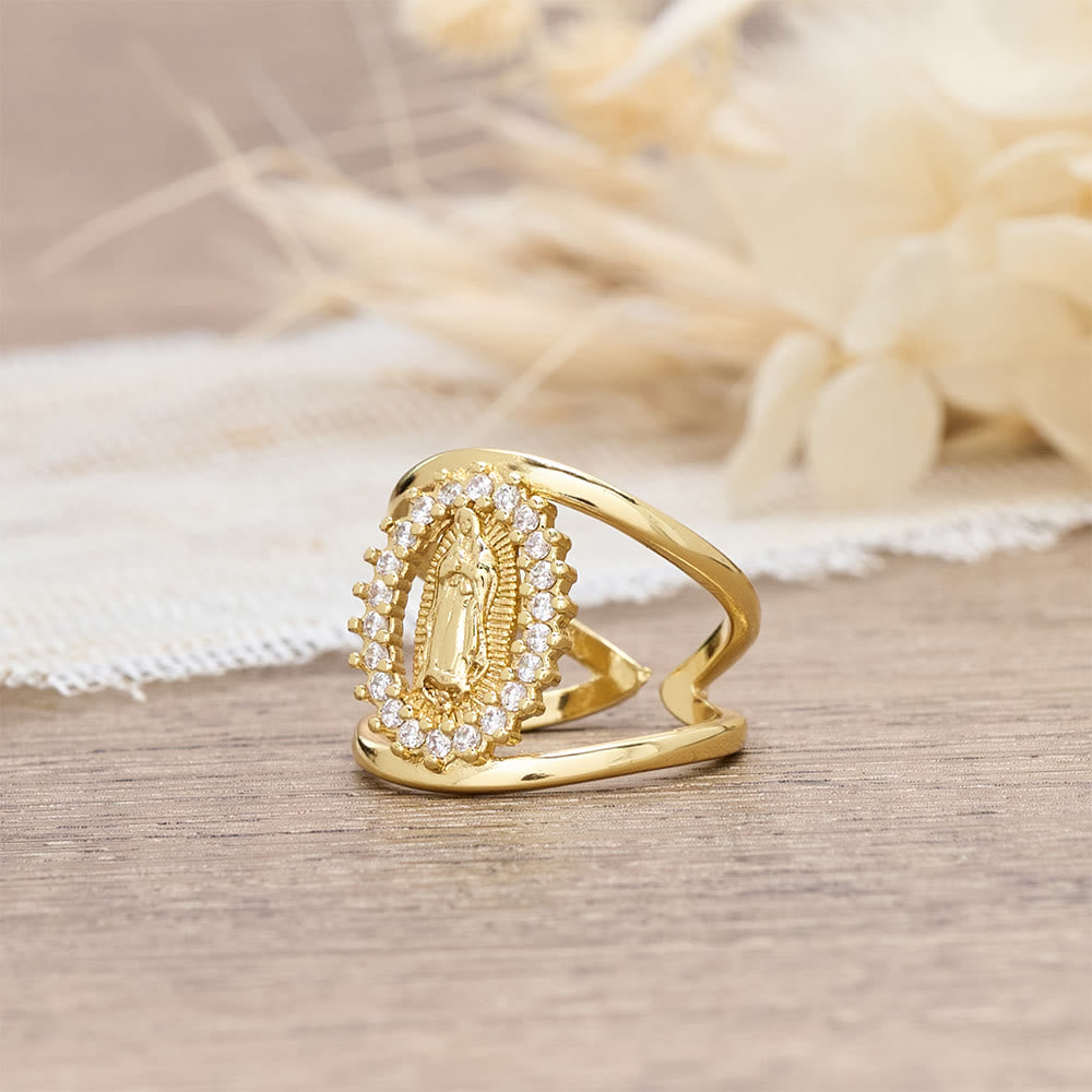 Our Lady of Guadalupe Zircon Halo Ring: A Symbol of Marian Grace and Divine Light