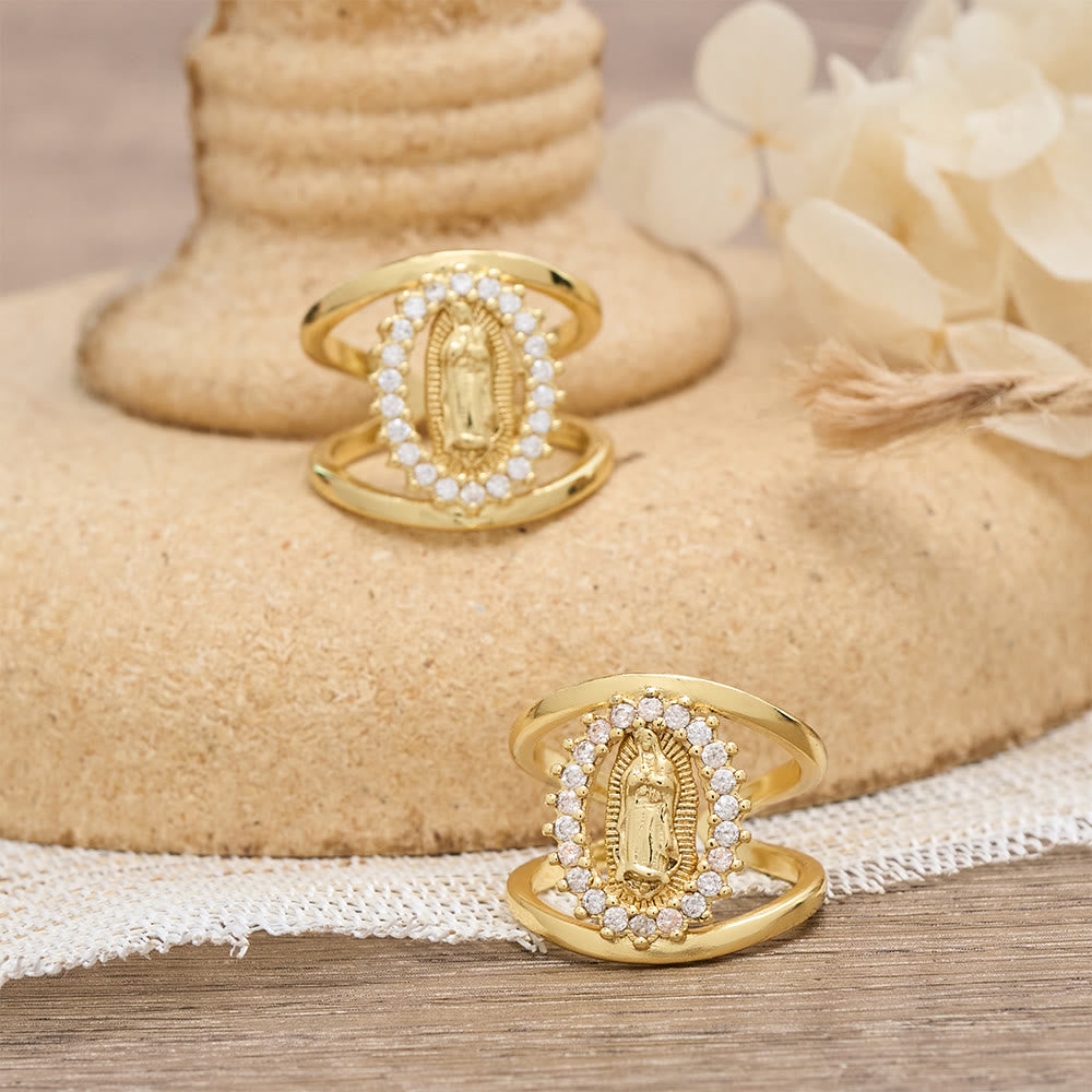Our Lady of Guadalupe Zircon Halo Ring: A Symbol of Marian Grace and Divine Light