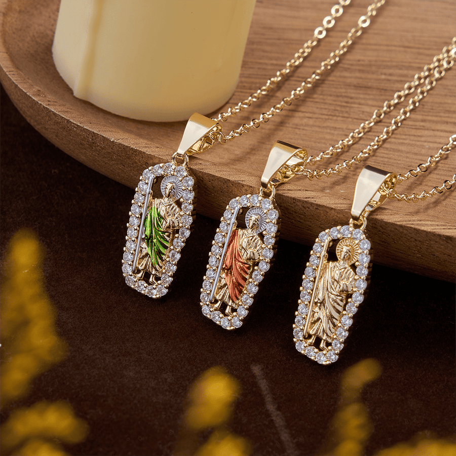 St. Jude Necklace with Multicolored Robe Details: A Reminder of Miracles and Faith