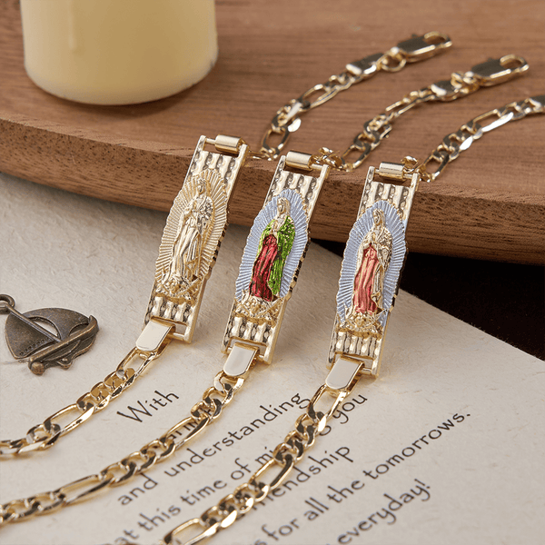 Our Lady Devotional Figaro Chain Bracelet, Symbol of Divine Grace