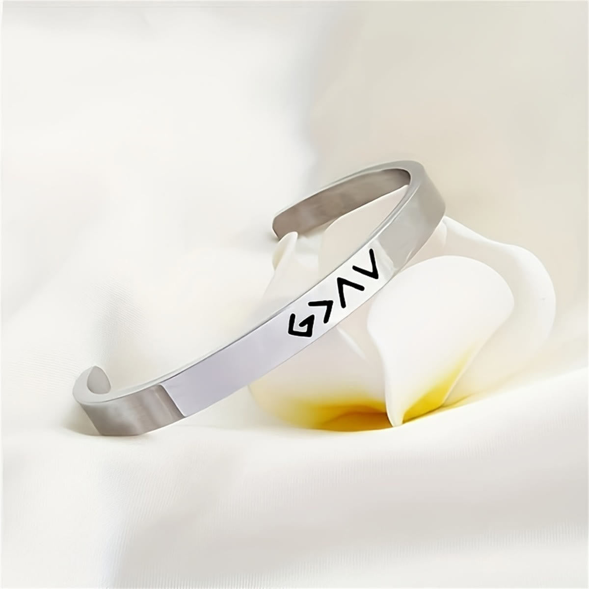 God is Greater Than the Highs and Lows Engraved Cuff Bracelet: A Symbol of Unwavering Hope