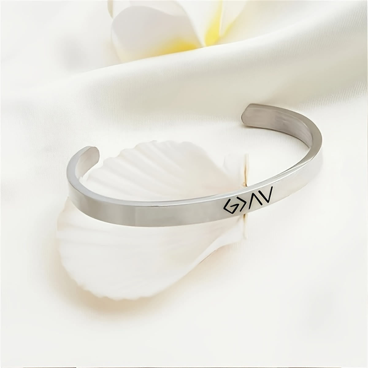 God is Greater Than the Highs and Lows Engraved Cuff Bracelet: A Symbol of Unwavering Hope