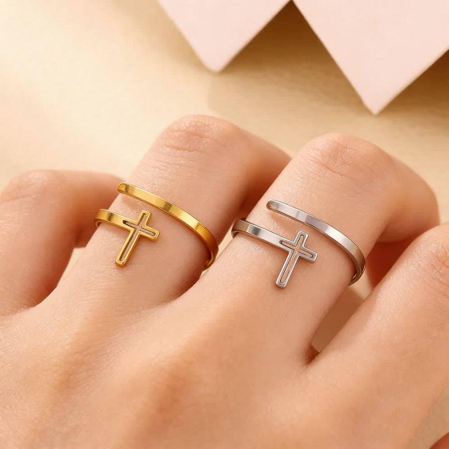 Minimalist Cross Wrap Ring Set: Stackable Faith Jewelry for Daily Use