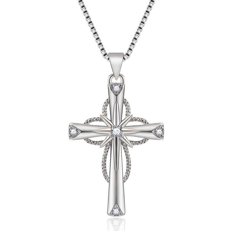 Crystal-Encrusted Infinity Cross Necklace: A Symbol of Eternal Faith & Divine Light