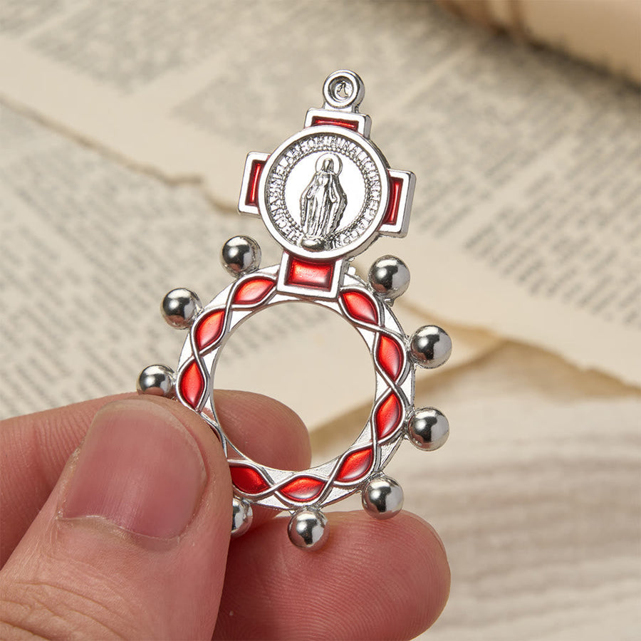Vibrant Enamel Our Lady Finger Rosary with Round Prayer Bead Accents: A Daily Symbol of Comfort and Hope