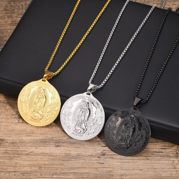 Our Lady of Guadalupe Pendant Necklace in Three Finishes: A Symbol of Marian Grace