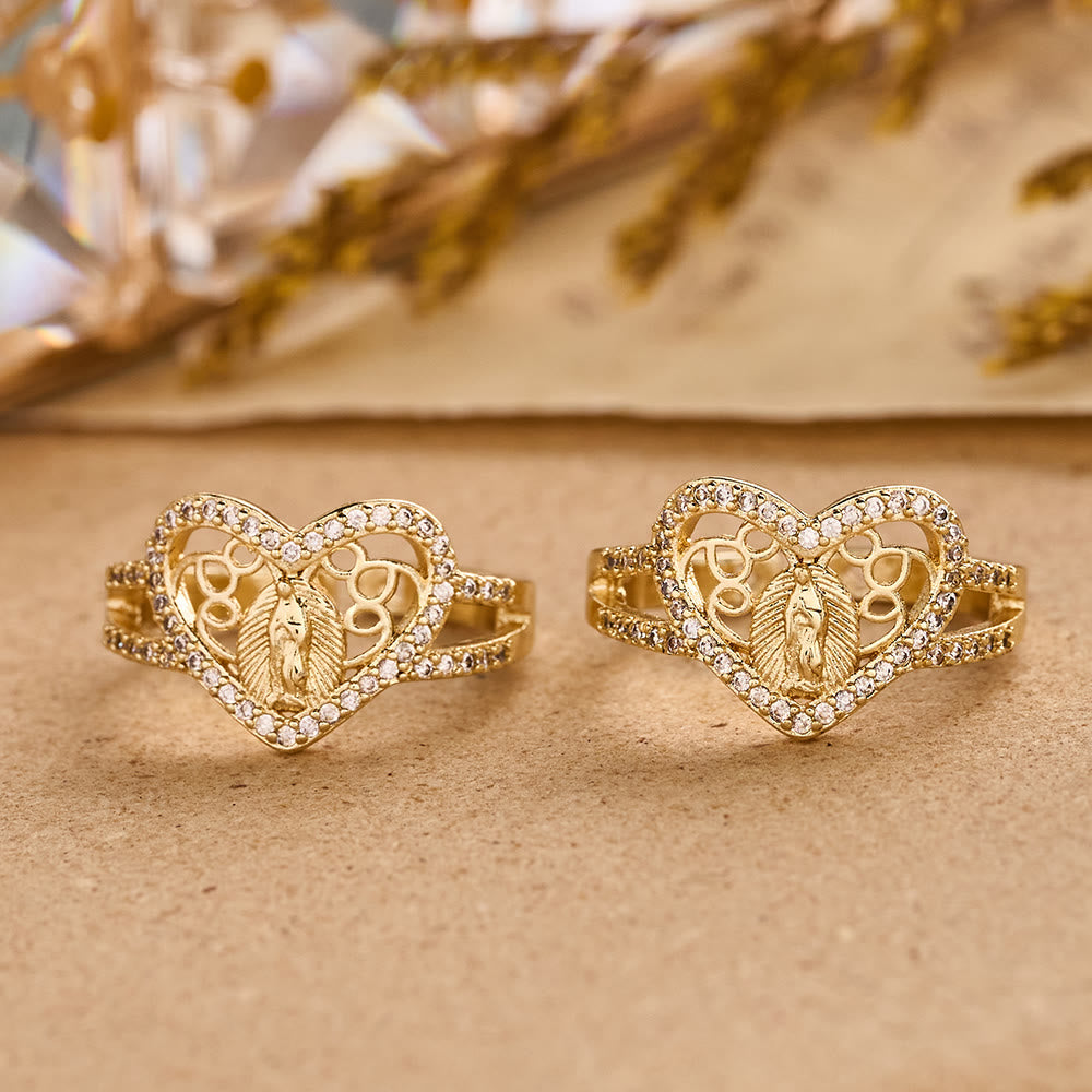Heart-Shaped Our Lady of Guadalupe Zircon Ring: A Symbol of Divine Love