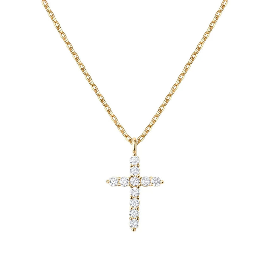 Minimalist Zircon Cross Necklace in Gold and Silver Tones: A Reminder of Subtle Divine Grace