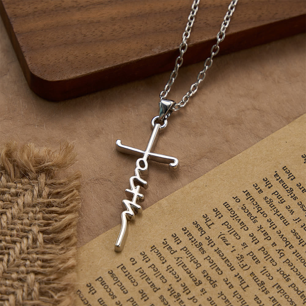 Elegant Scripted Faith Cross: Gentle Belief Charm & Daily Wear Jewelry