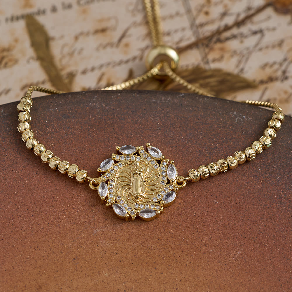 Assorted Crystal Frame Our Lady Mini Bead Chain Bracelet: Emblem of Gentle Heavenly Protection