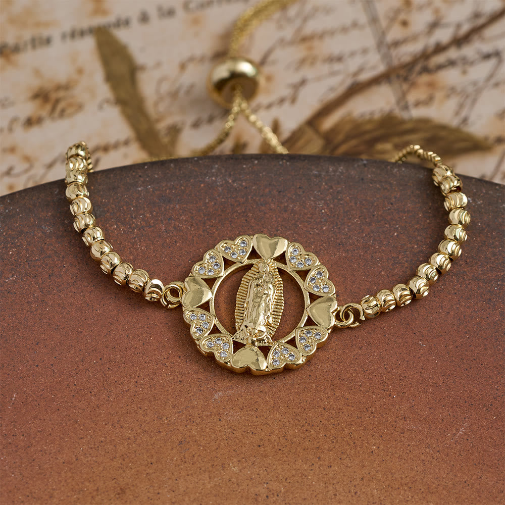 Assorted Crystal Frame Our Lady Mini Bead Chain Bracelet: Emblem of Gentle Heavenly Protection