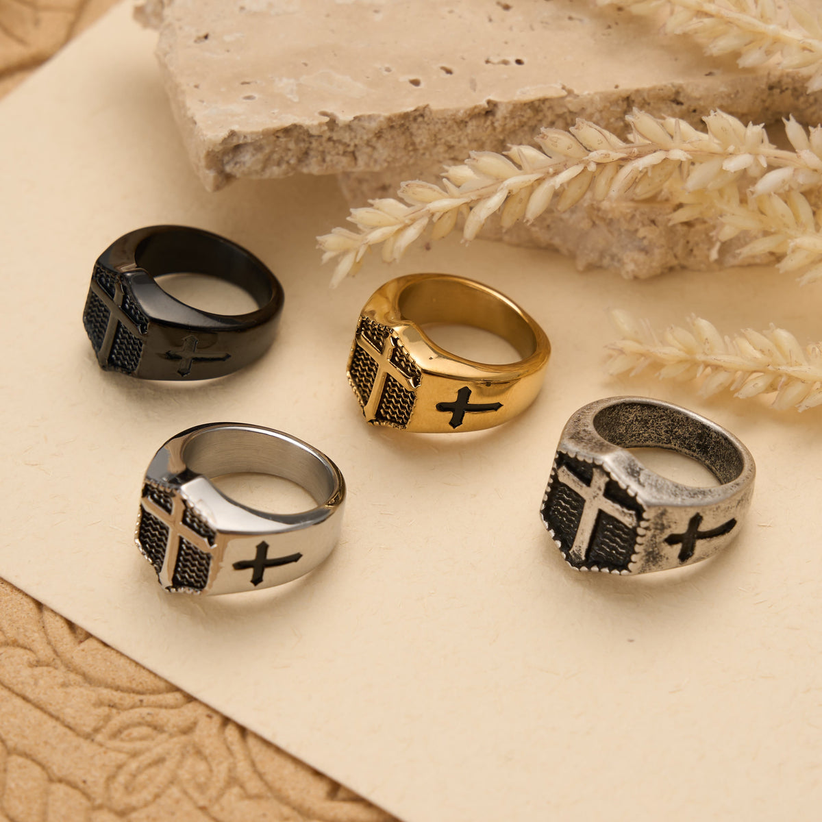 Shield Cross Embossed Signet Ring: Timeless Emblem of Unshakable Sacred Faith