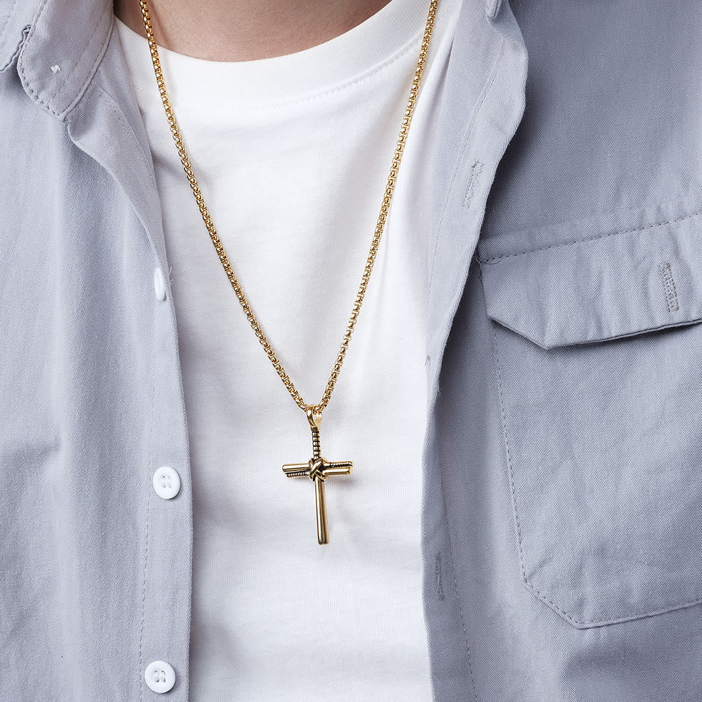 Minimal Wrapped Cross Pendant Necklace: Timeless Emblem of Gentle Heavenly Peace