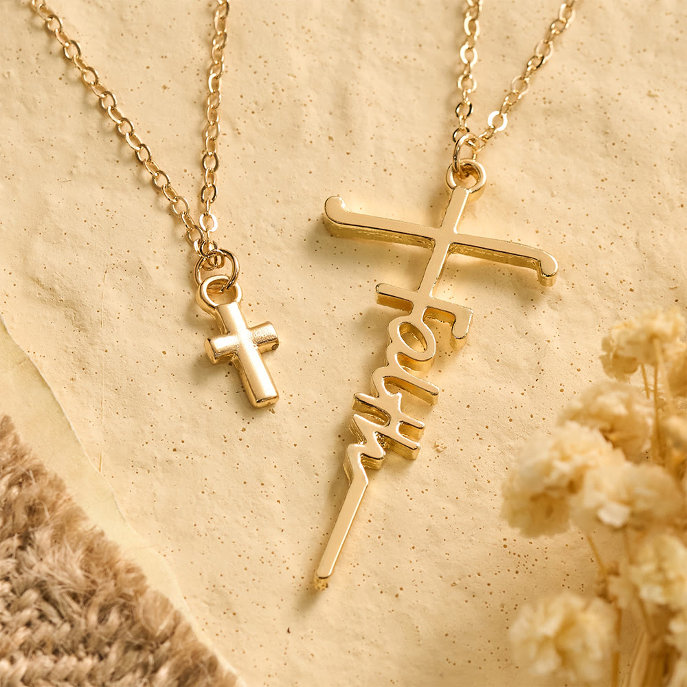 Dual-Chain Stacked Faith Cross Necklace: Timeless Emblem of Sincere Devout Prayer