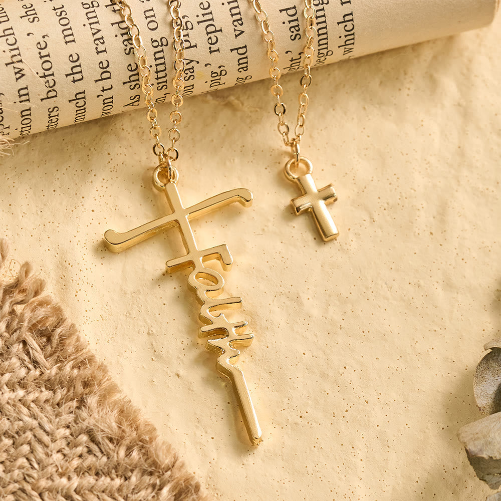 Dual-Chain Stacked Faith Cross Necklace: Timeless Emblem of Sincere Devout Prayer