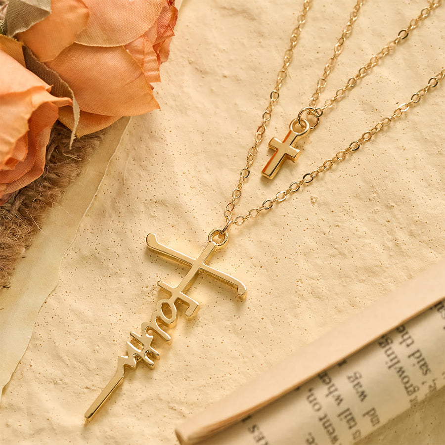 Dual-Chain Stacked Faith Cross Necklace: Timeless Emblem of Sincere Devout Prayer