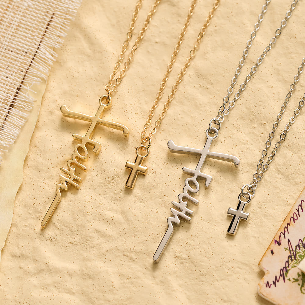 Dual-Chain Stacked Faith Cross Necklace: Timeless Emblem of Sincere Devout Prayer