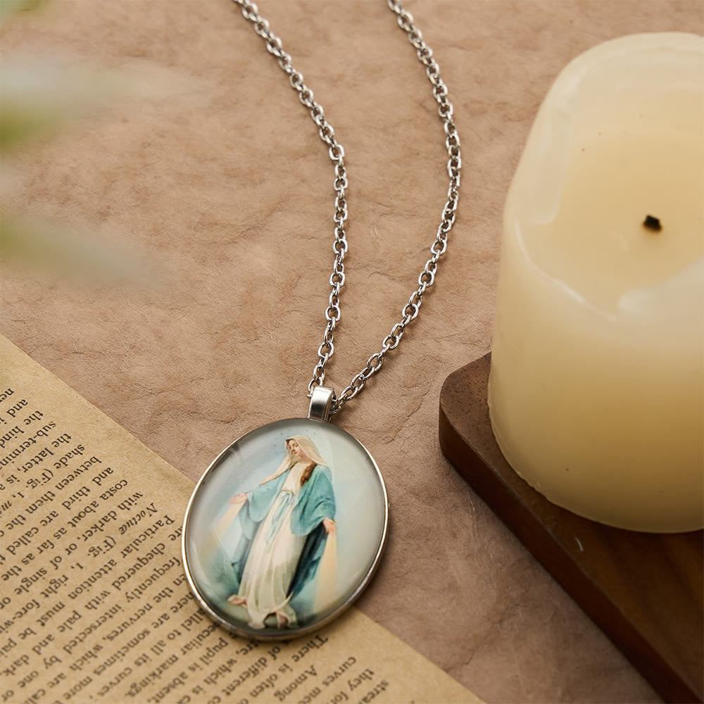 Pray Virgin Mary Blessed Pendant Miraculous Medal Necklace