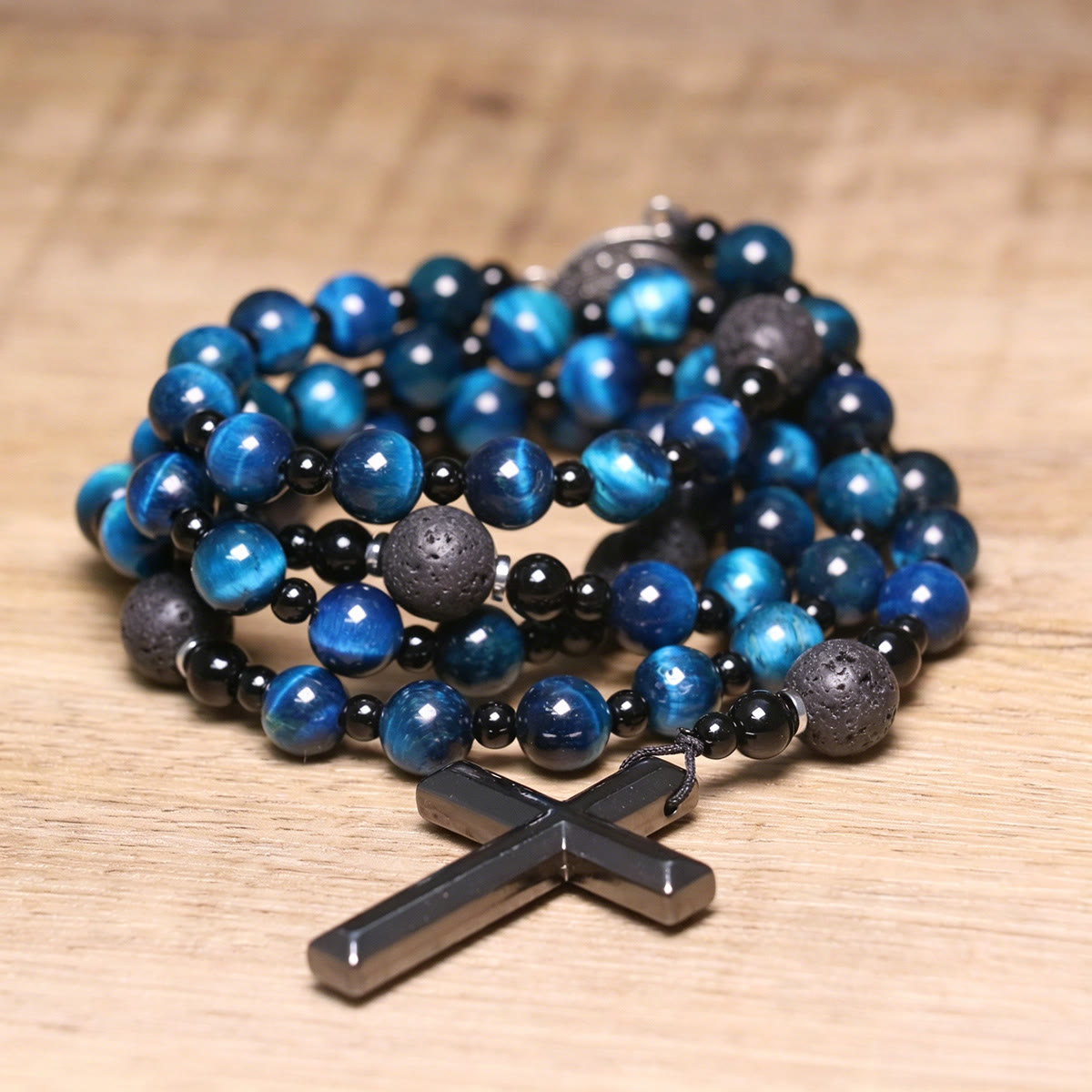 Blue Tiger's Eye Rosary: Timeless Emblem of Gentle Heavenly Guardianship