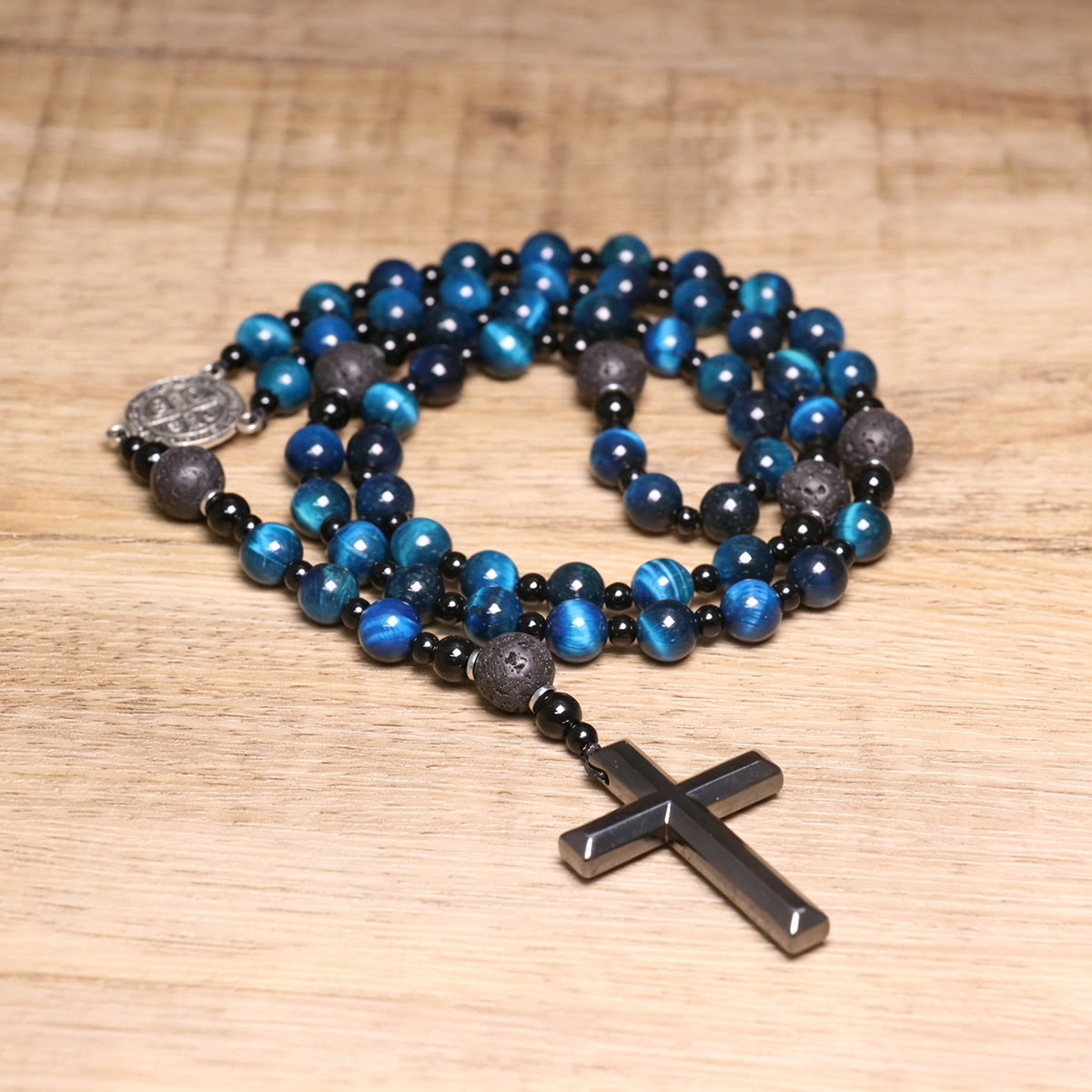 Blue Tiger's Eye Rosary: Timeless Emblem of Gentle Heavenly Guardianship